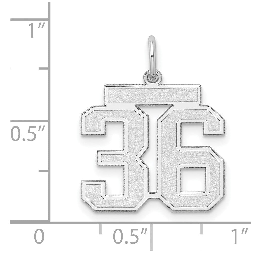 Sterling Silver/Rhodium-plated Satin Number 36 Charm