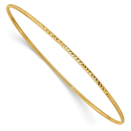 14k 1.5mm Diamond-Cut Slip-on Bangle Bracelet 8  inches