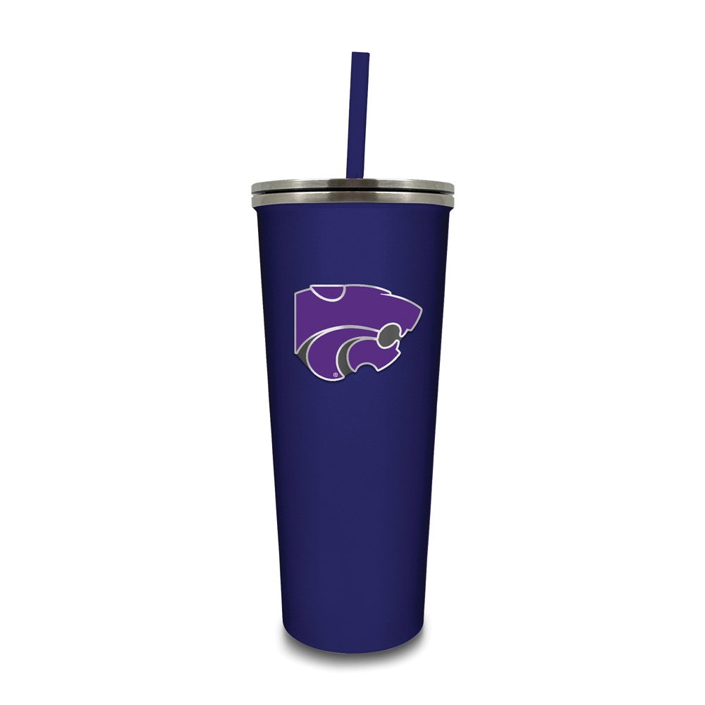 Kansas State Stainless Steel 24 ounce Skinny Tumbler with Straw