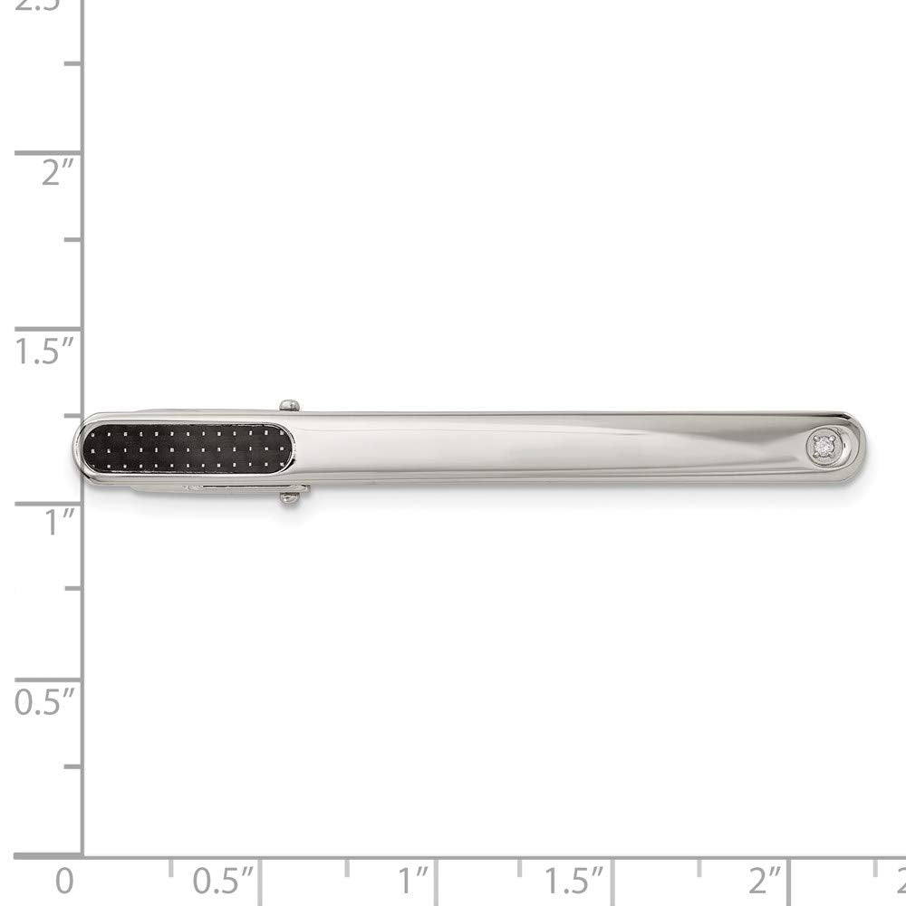Chisel SRT102 Stainless Steel Polished with Black Carbon Fiber Diamond Accent Tie Bar