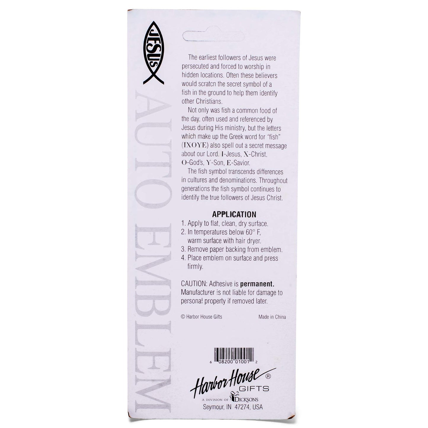 Dicksons Inc AE-105-S Auto Emblem Silver in Cross Fish - Pack of 6