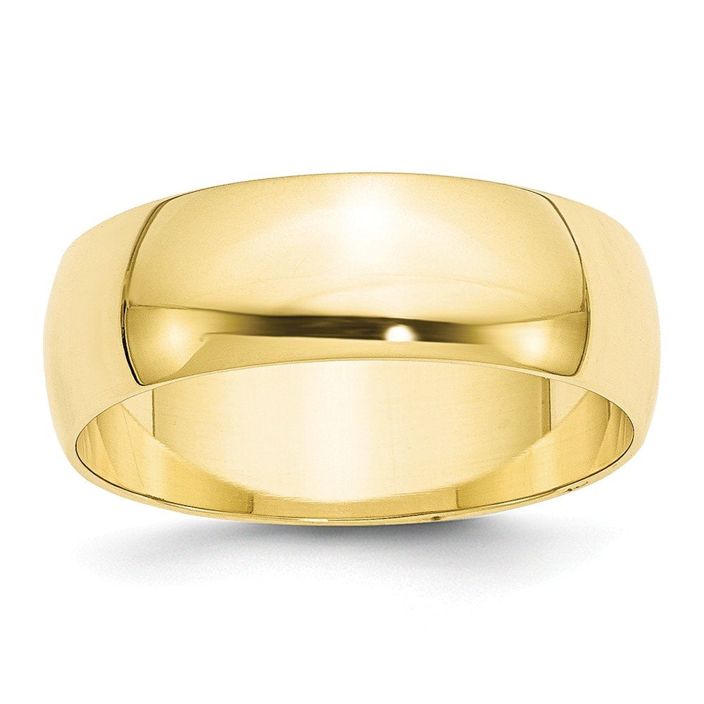 10k Yellow Gold 7mm Lightweight Half Round Wedding Band Size 12.5