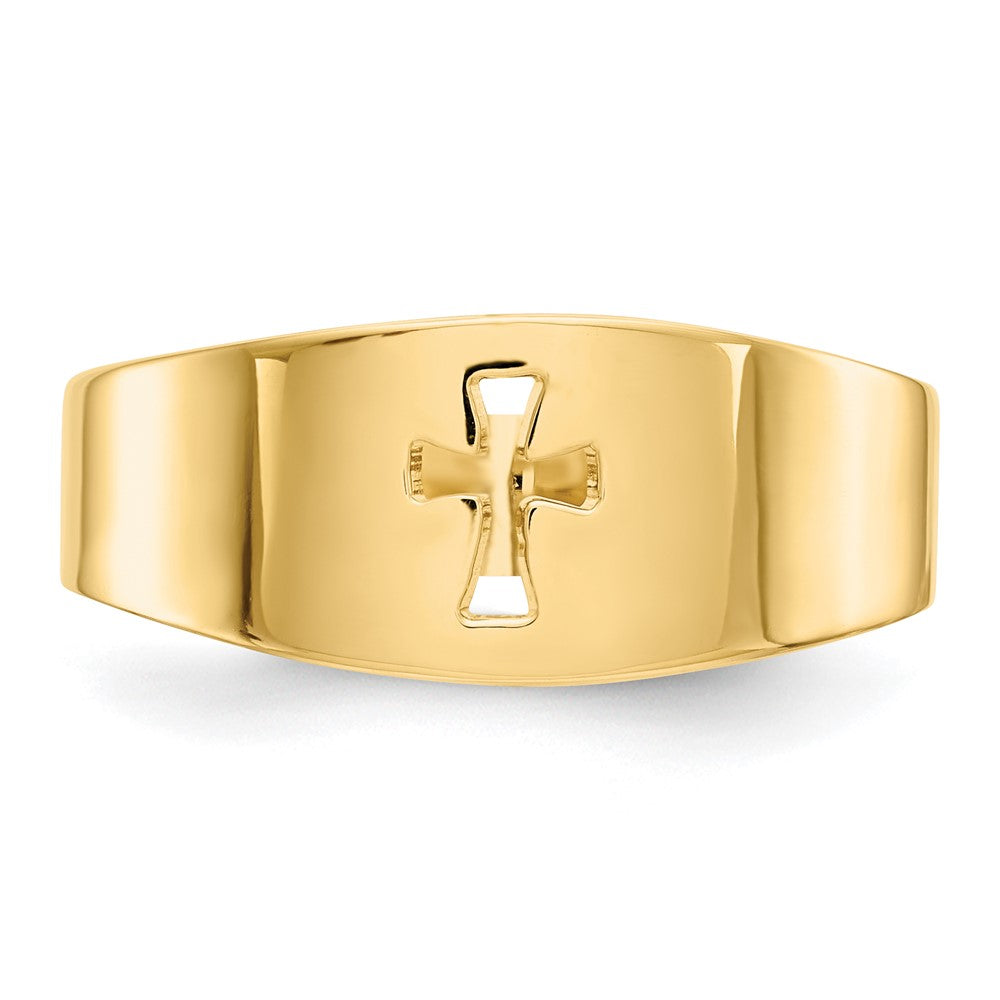 14k Polished Cut-out Cross Ring Size 8