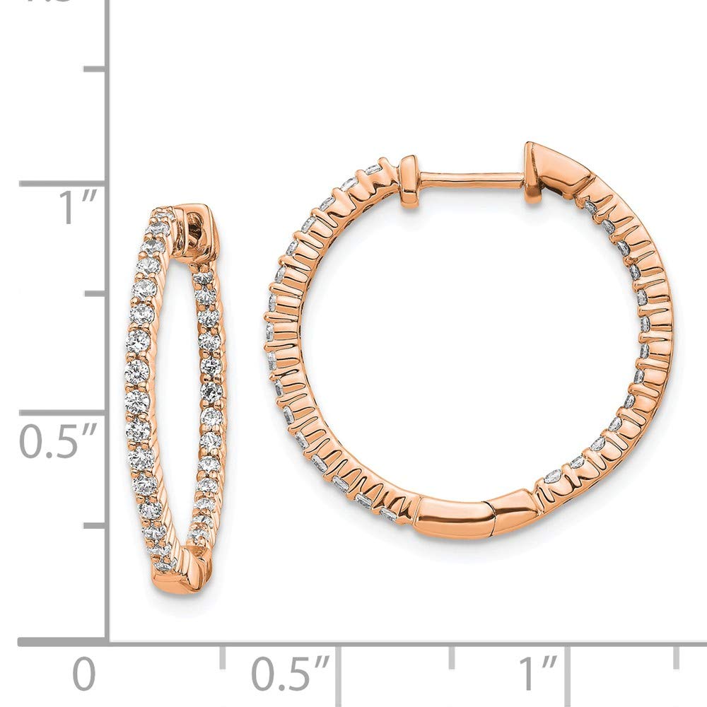 14k Rose Gold 5/8 carat Diamond In/Out Hinged Hoop Earrings