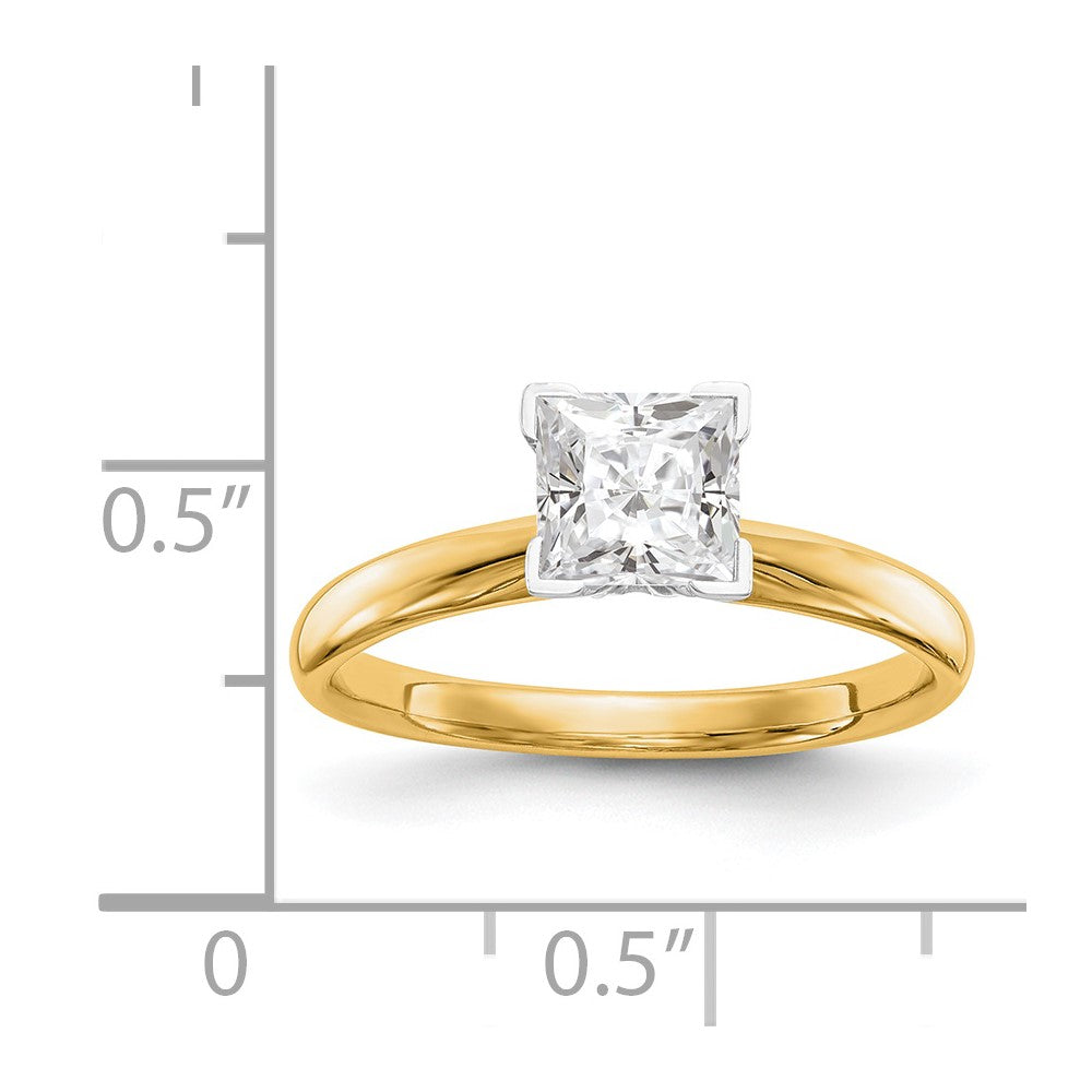 14k Two-Tone 6.5mm Medium-Weight Comfort-Fit V-End Princess Solitaire Ring Mounting