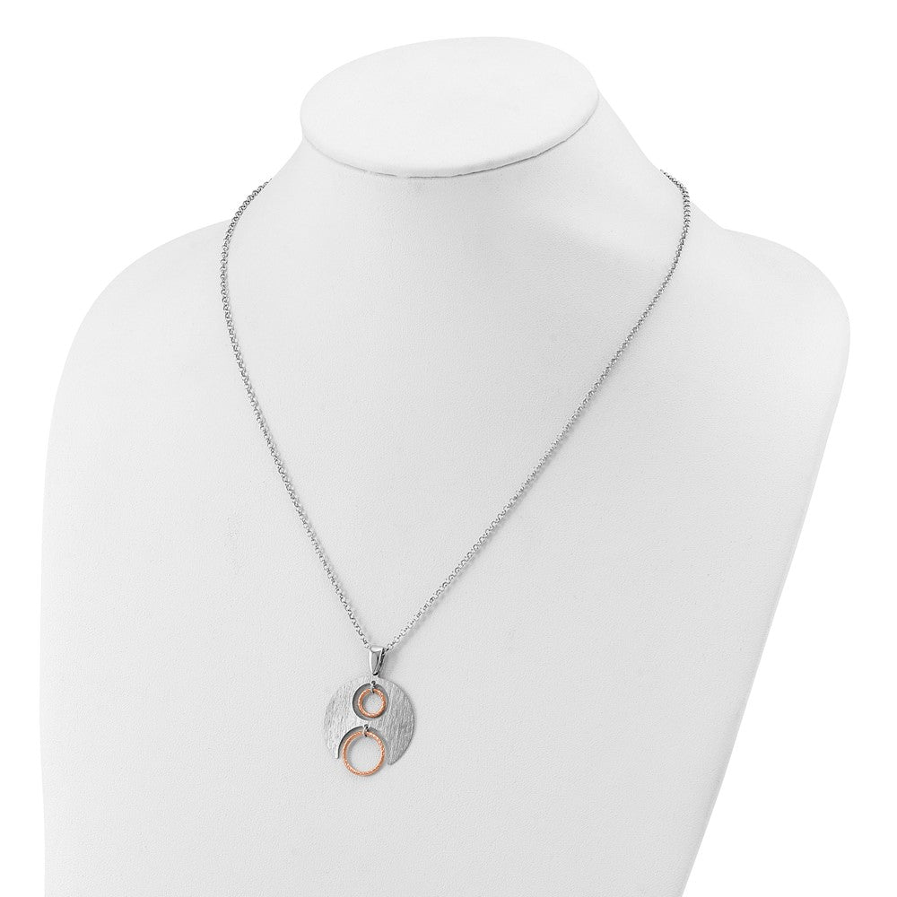 Sterling Silver Rh/Rose gold-plat Polish/Brush w/1in ext. Necklace