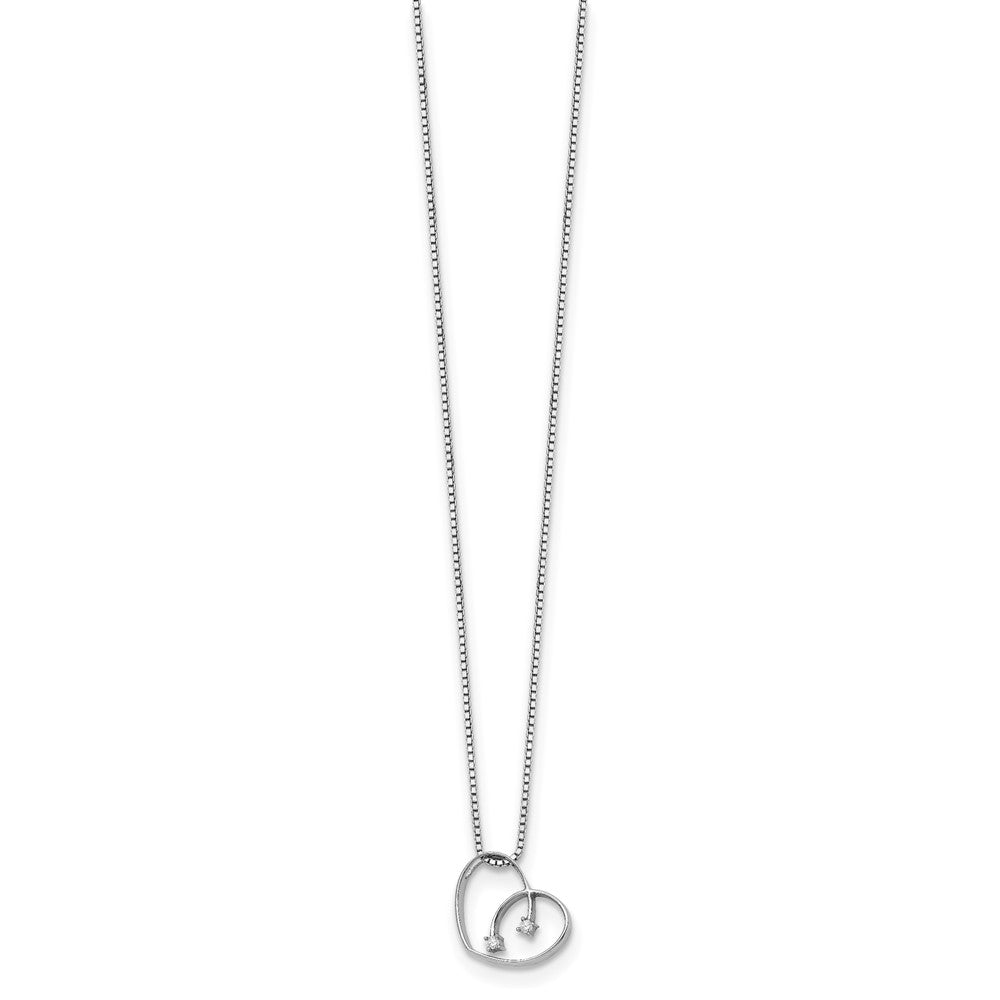 White Ice Sterling Silver Rhodium-plated 18 Inch Diamond Open Heart Necklace with 2 Inch Extender 18 Inches