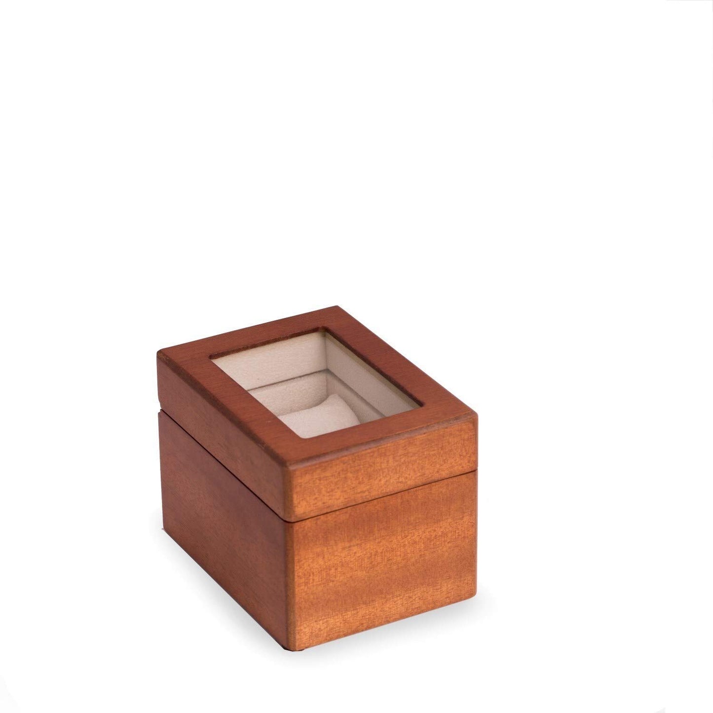 Matte Black Finish Glass Window Velour Lined Wooden Single Watch Case QGM21257