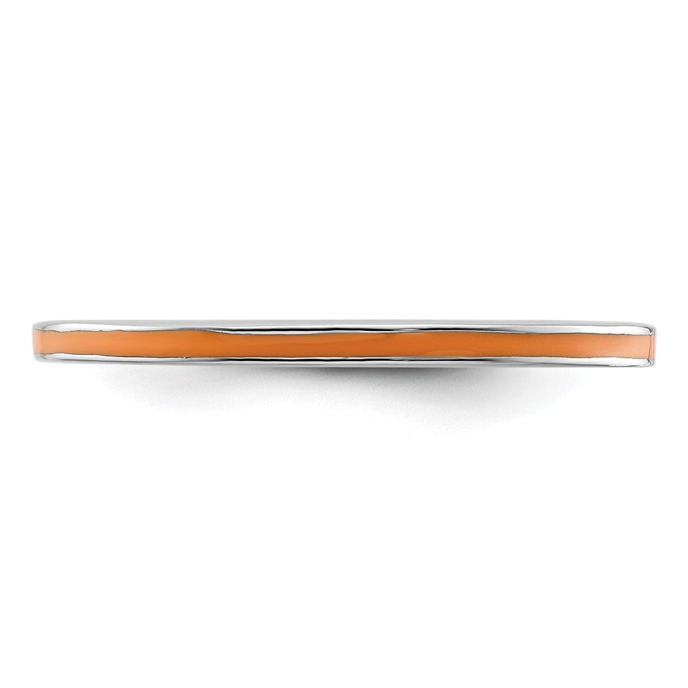 Sterling Silver Stackable Expressions Orange Enameled 1.5mm Ring Size -7