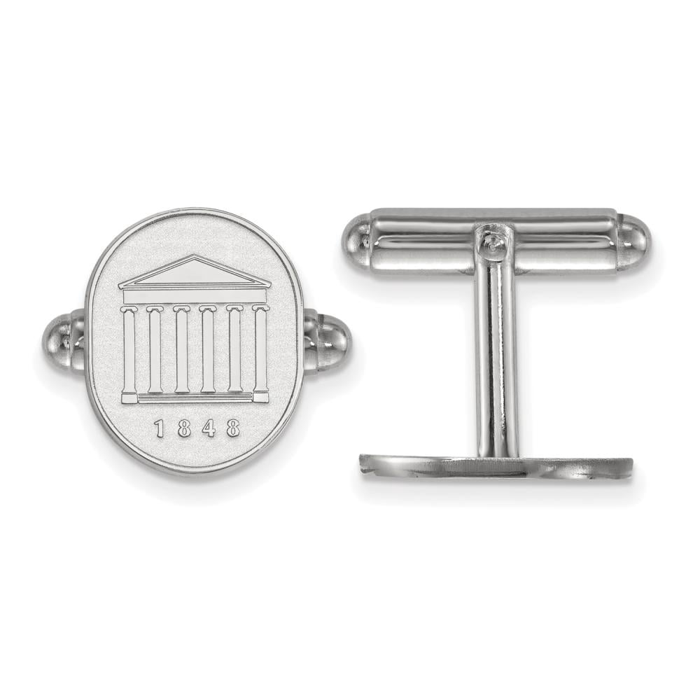 Sterling Silver Rhodium-plated LogoArt University of Mississippi 1848 Crest Cuff Links Q-SS073UMS