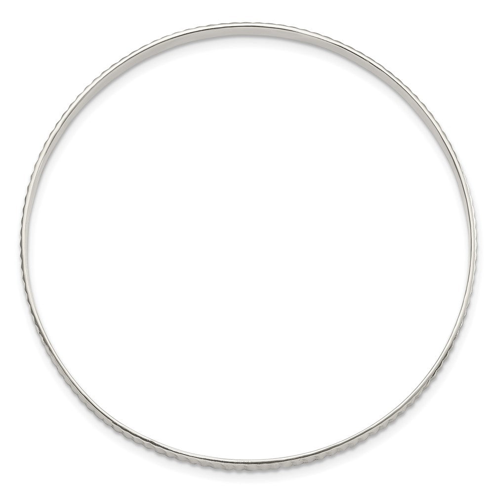 Sterling Silver Diamond Cut Slip-on Bangle 8 inches