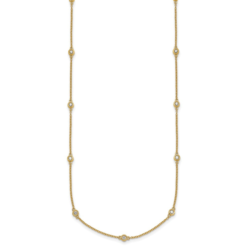 14k Complete 3/8 carat Bezel-set Diamond and Cable Chain 17-Station 20 inch Necklace