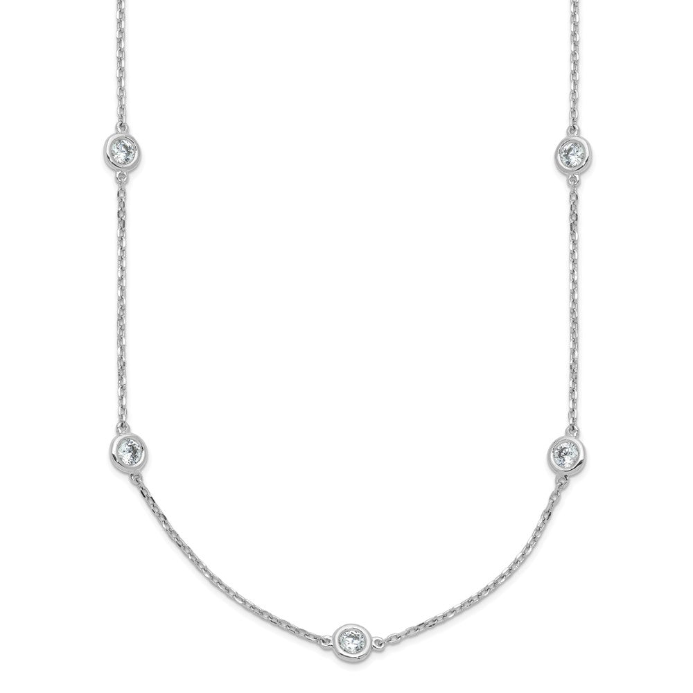 Sterling Shimmer Sterling Silver Rhodium-plated 3mm CZ 12 Stone 12 Station 16 inch with 2 inch Extension Necklace 16 Inches