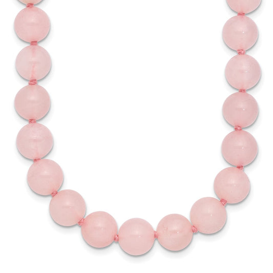 8-8.5mm Smooth Beaded Rose Quartz Necklace w/Sterling S.RH Clasp 18 Inches