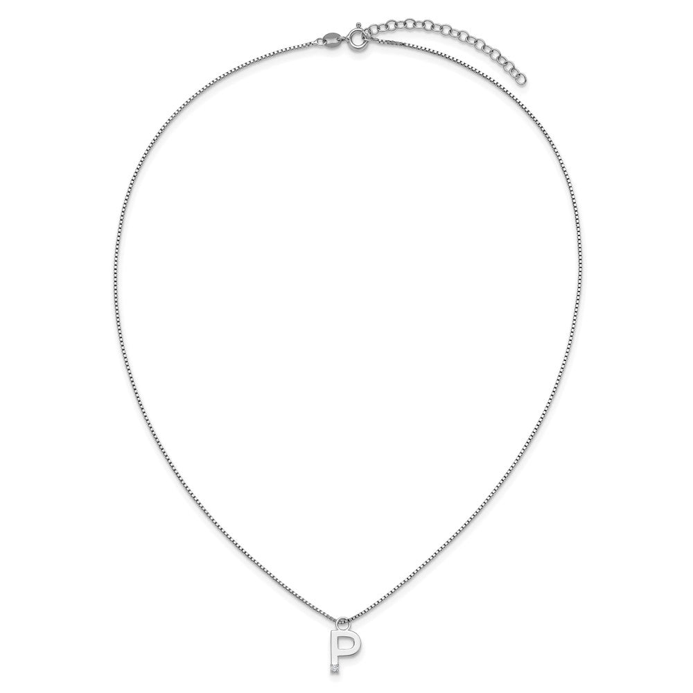 White Ice Sterling Silver Rhodium-plated 18 inch Diamond Letter P Initial Necklace plus 2 inch Extender 18 Inches