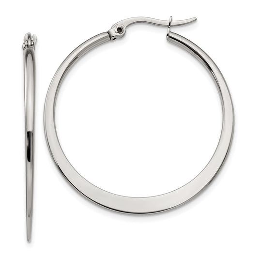 Stainless Steel Polished 34mm Diameter Hoop Earrings