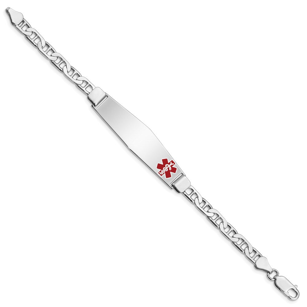 Sterling Silver Rhodium-plated Medical ID Anchor Link Bracelet 7 inches