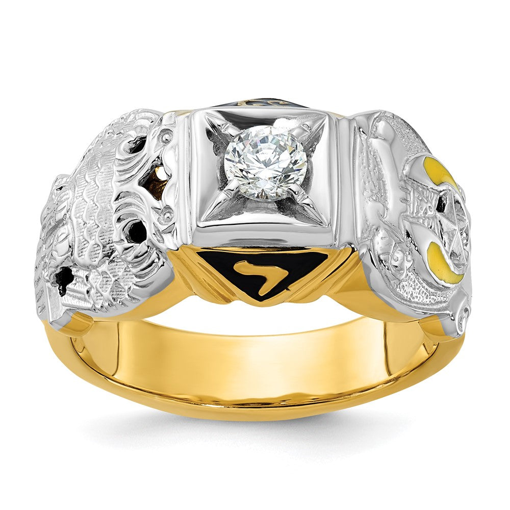 IBGoodman 14k Two-tone Men's Polished and Textured Double Eagle Masonic Shriner's Ring Mounting