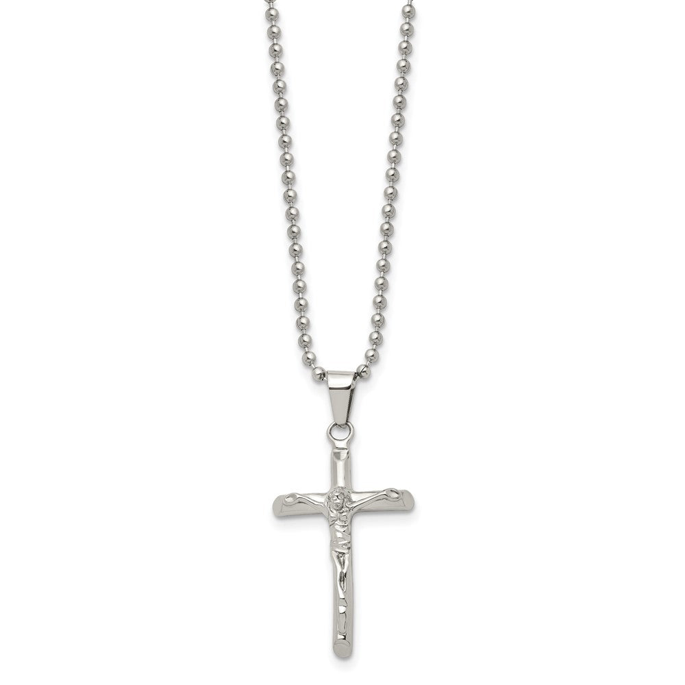 Stainless Steel Polished Crucifix 20in Necklace
