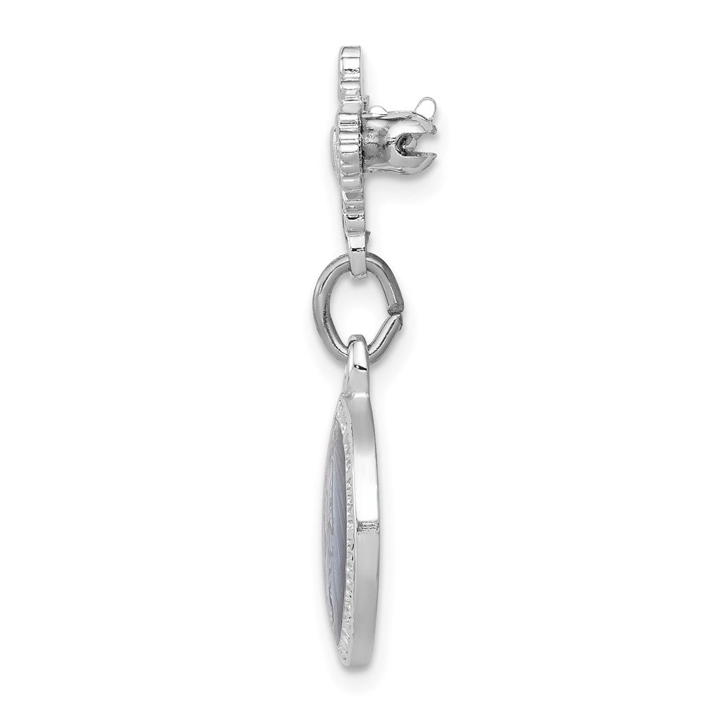 Sterling Silver Rhodium-plated Enameled Miraculous Medal Pin