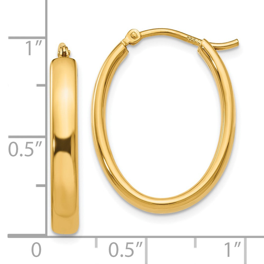 Sterling Silver Gold-plated Polished Oval Hoop Earrings