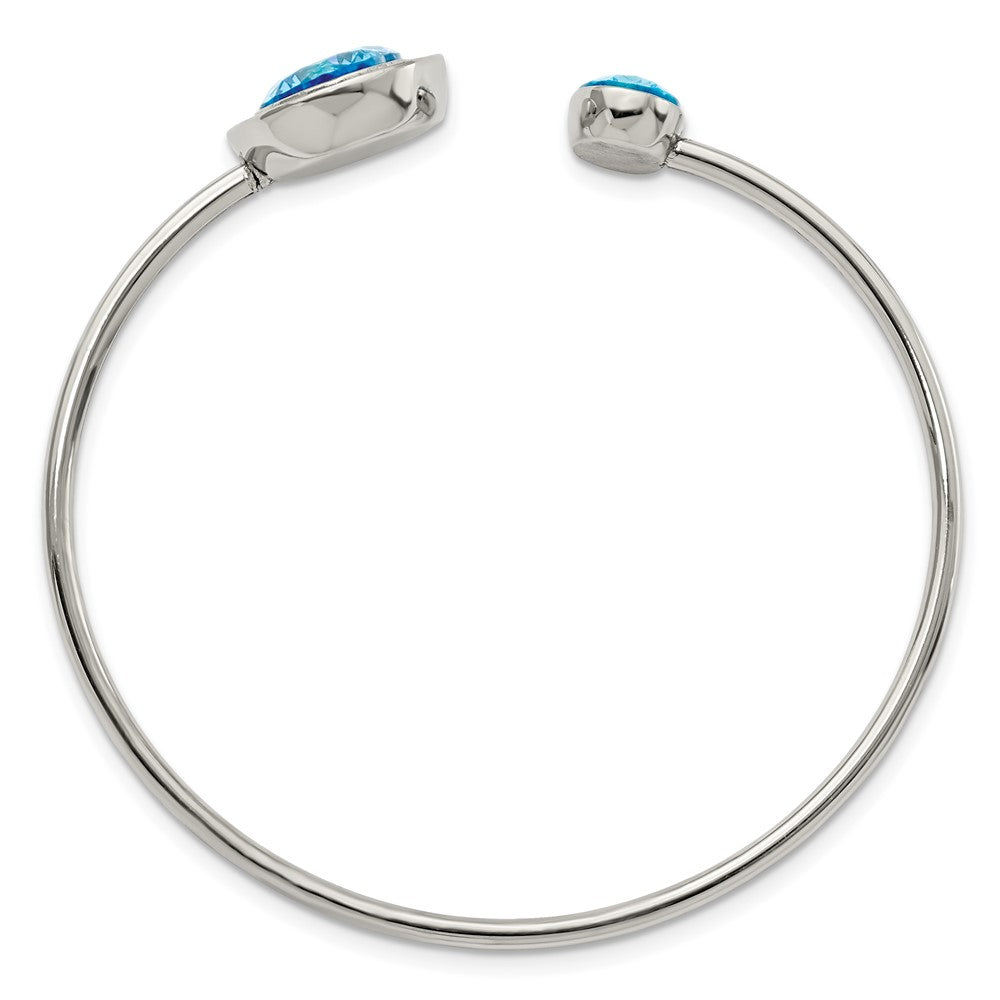 Stainless Steel Polished with Blue and Clear CZ Bangle