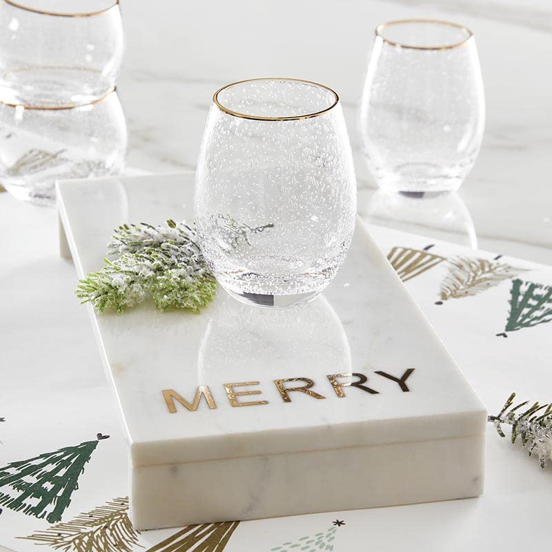 Gold-plated Rimmed Seeded 17 ounce Wine Glass