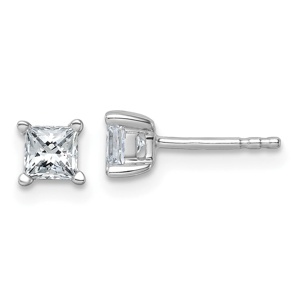 14k White Gold 3/4 ctw Certified Lab Grown Diamond VS+ F+ Princess 4 Prong Heavy Wt. Stud Earrings