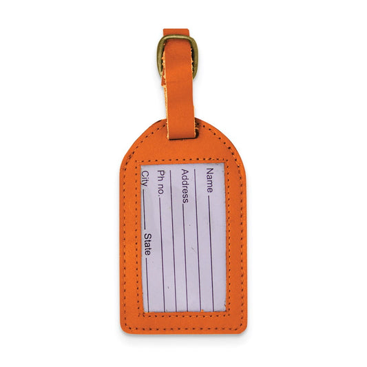 Orange Leather Luggage Tag with Buckle Strap QGM22551
