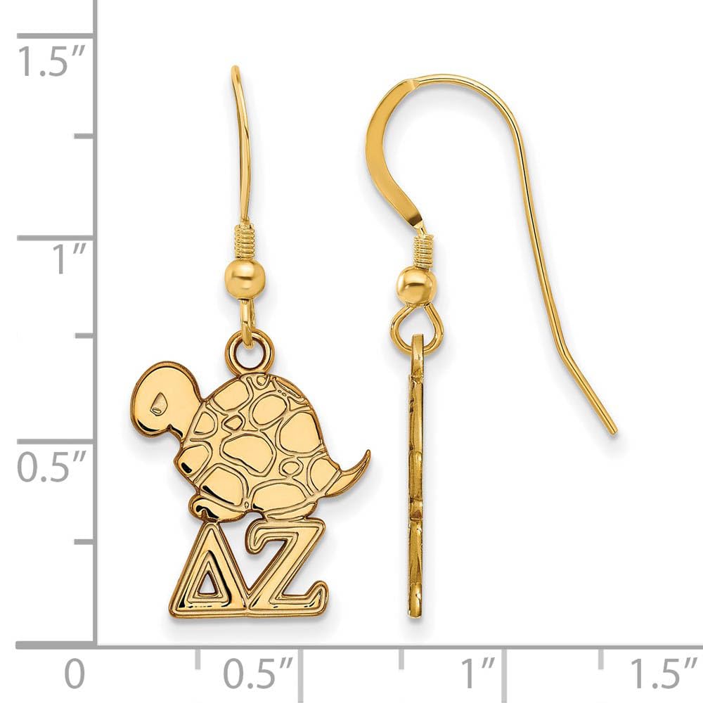 Sterling Silver w/ 14K Yellow Gold-Plated Official Licensed Greek Sororities Delta Zeta (??) Medium Dangle Earrings