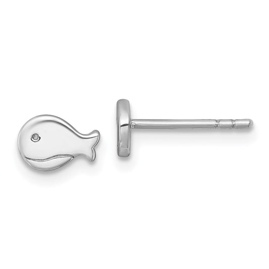 Sterling Silver Rhodium-plated Polished Whale Post Earrings