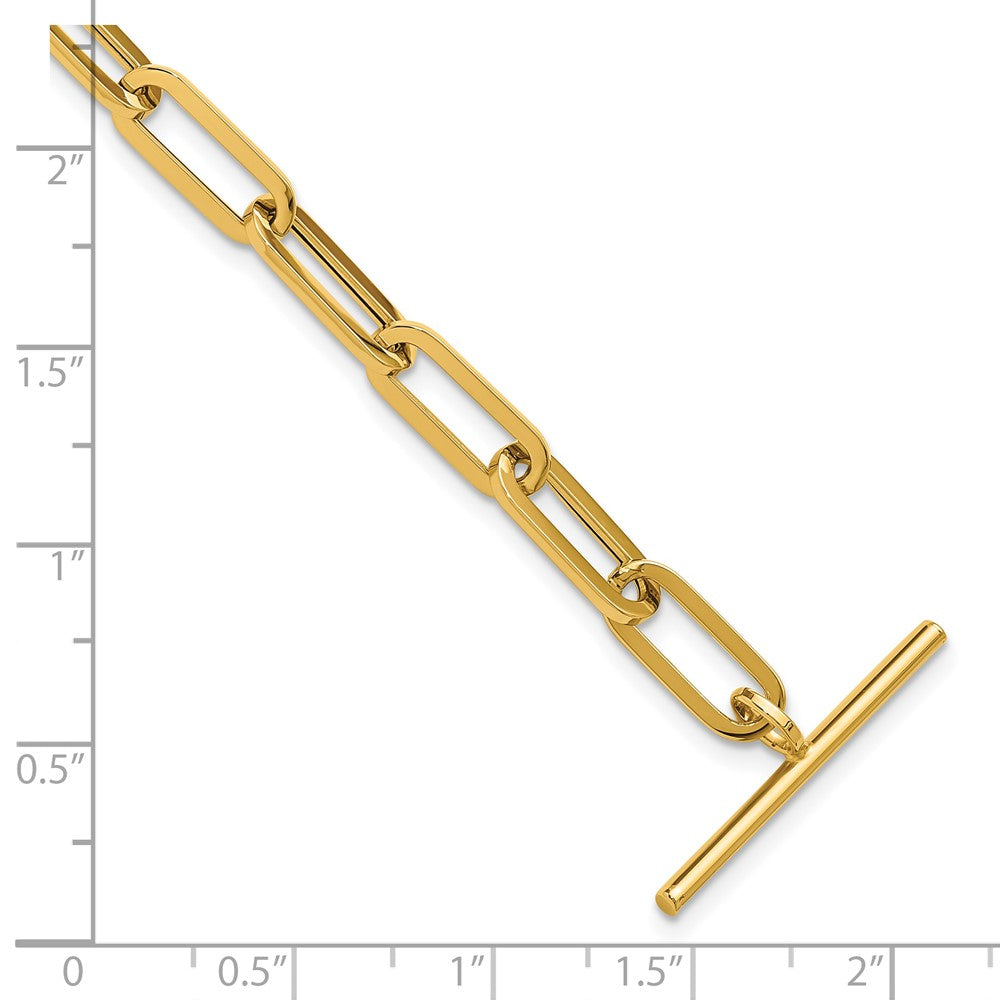 14K Polished Fancy Link Toggle Clasp Bracelet 7.5  inches
