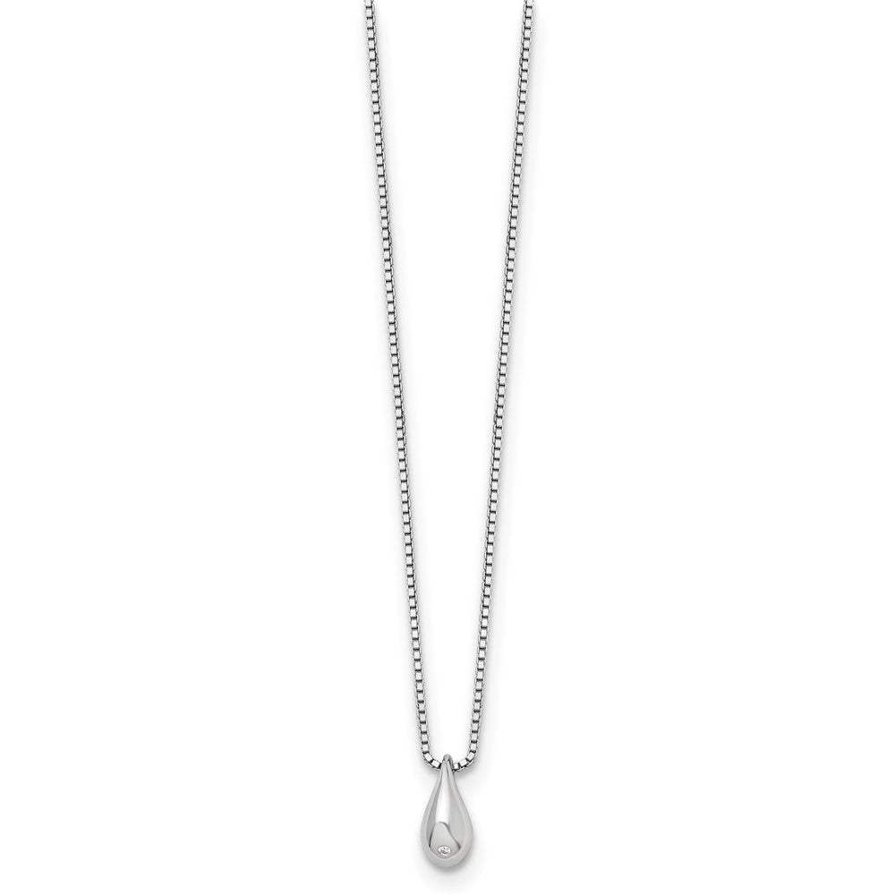 White Ice Sterling Silver Rhodium-plated 18 Inch Diamond Teardrop Necklace with 2 Inch Extender 18 Inches