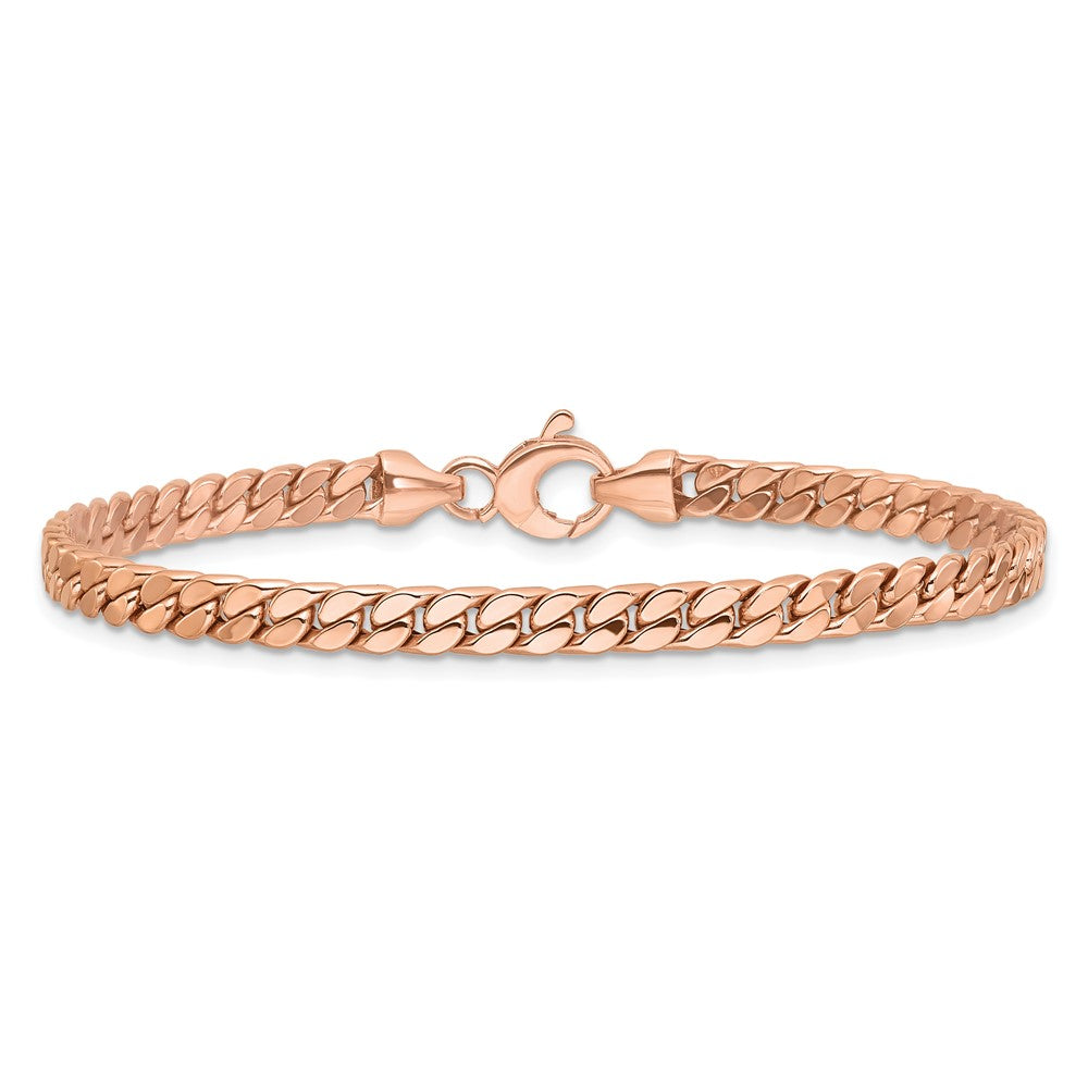14K Rose Gold Polished Fancy Curb Link Bracelet 7.75  inches