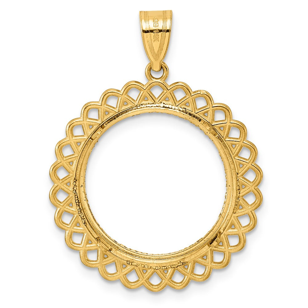 14k Diamond Cut Loop with 18.0mm Prong Coin Bezel Pendant
