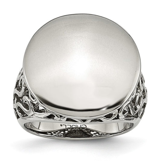 Stainless Steel Polished Circle Size 8 Ring