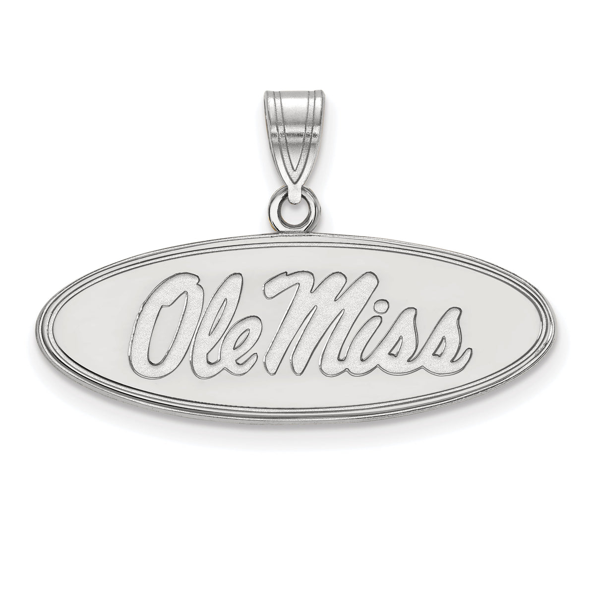 Sterling Silver U. of Mississippi Medium Oval 'Ole Miss' Pendant