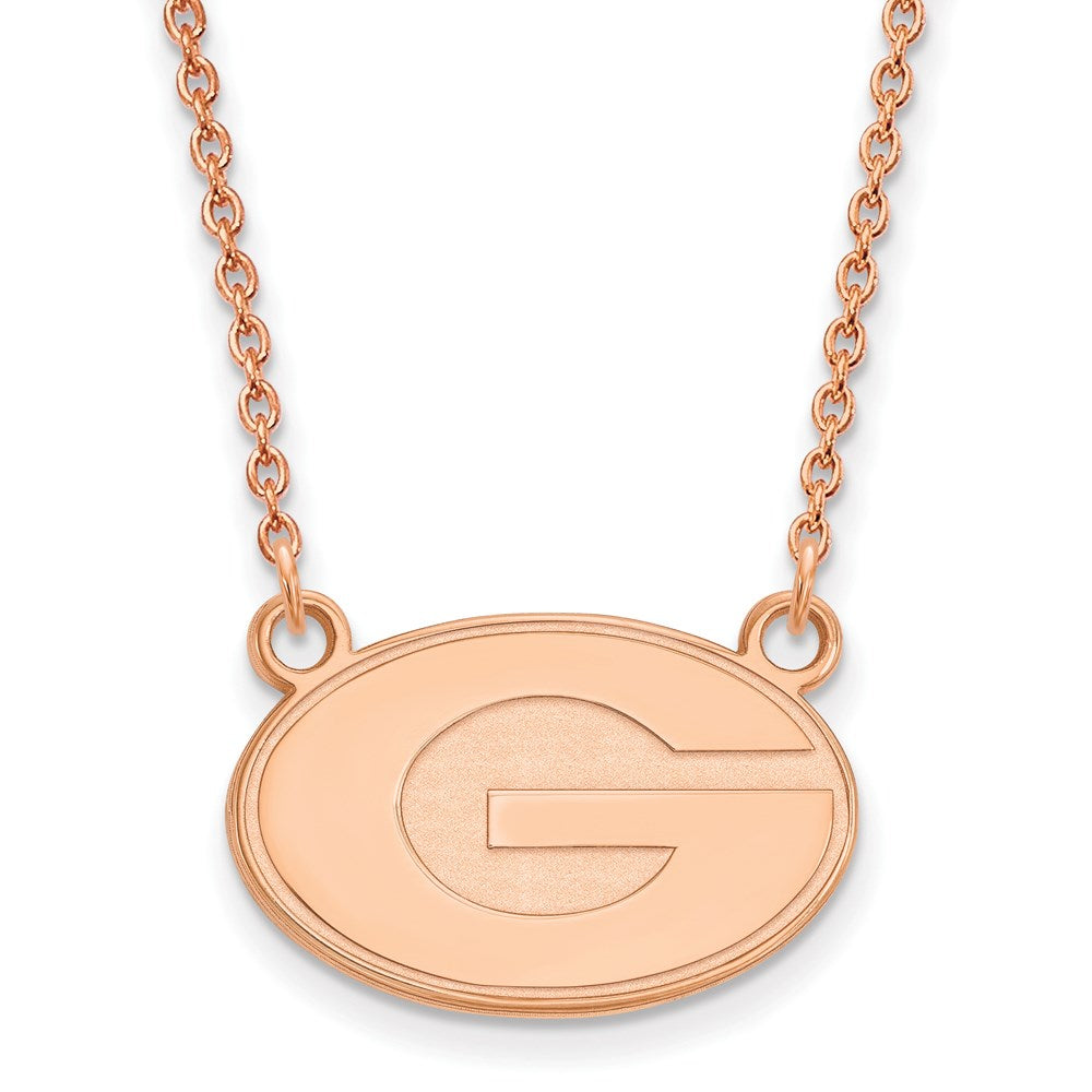 Sterling Silver Rose Gold-plated LogoArt University of Georgia Small Pendan