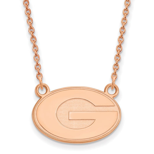 Sterling Silver Rose Gold-plated LogoArt University of Georgia Small Pendan
