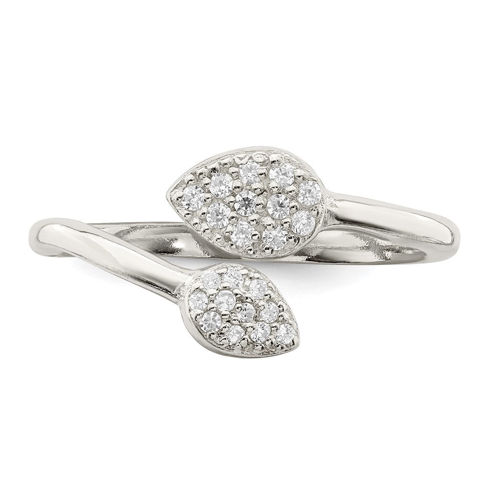 Sterling Silver CZ Leaf Wrap Ring