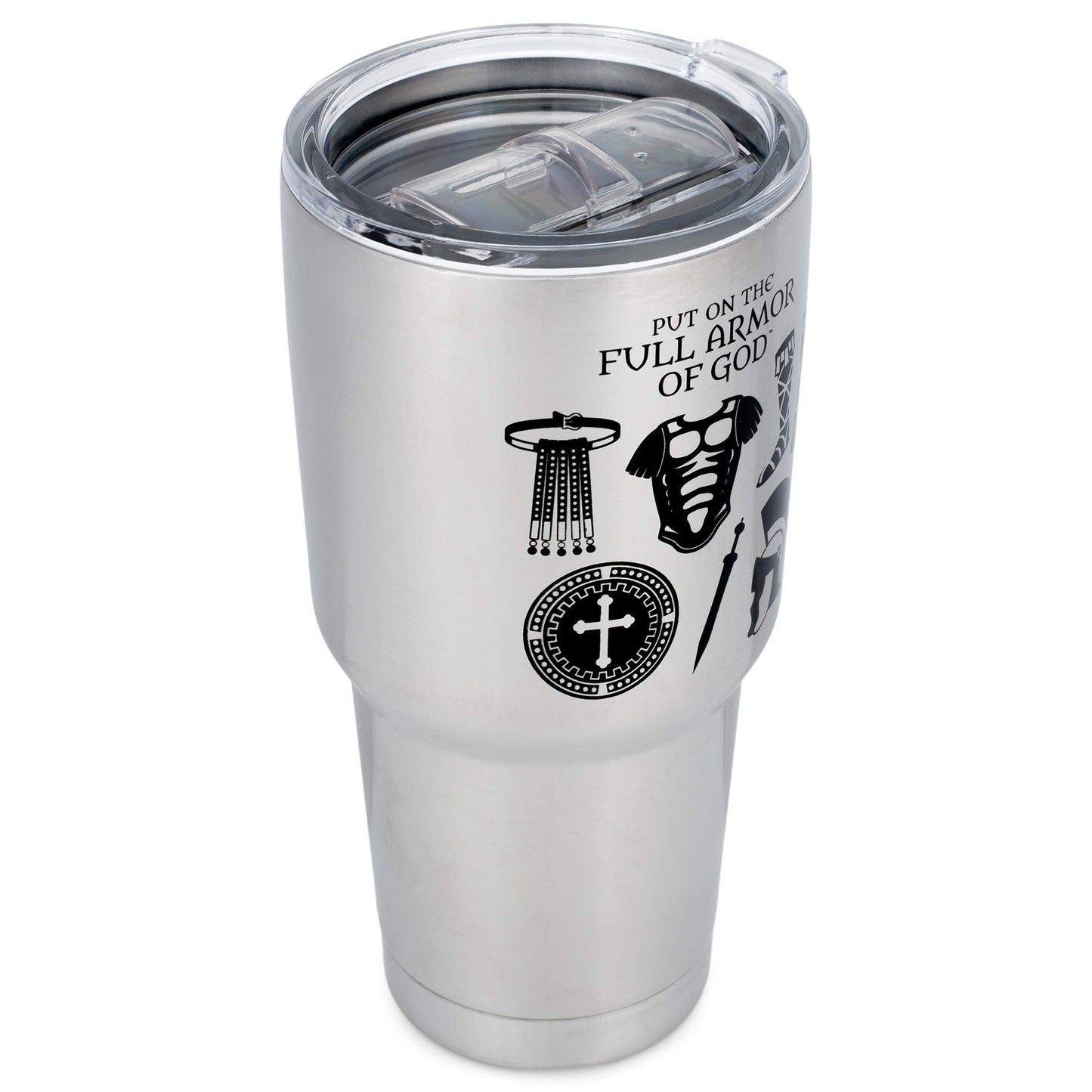 30 Ounce Stainless Steel Armor of God Travel Tumbler with Lid