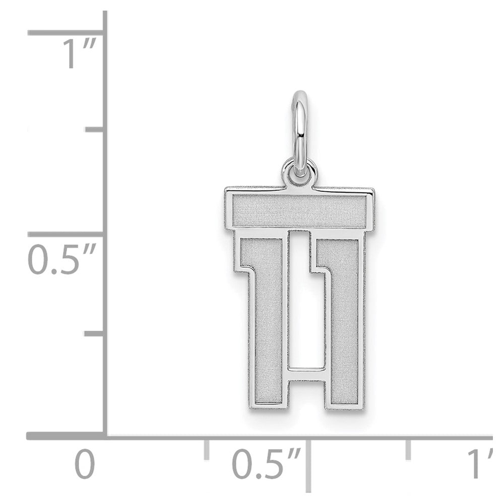 Sterling Silver/Rhodium-plated Satin Number 11 Charm