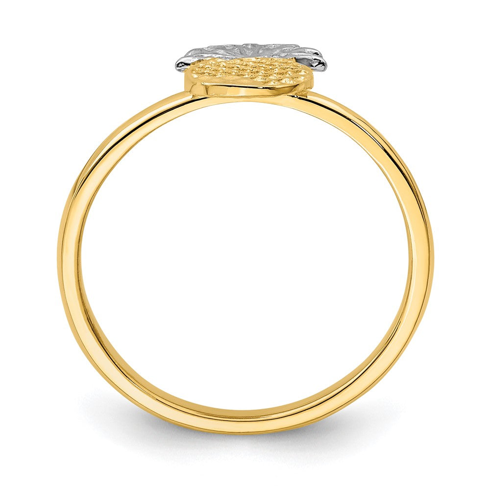 14K and White Rhodium Polished Pineapple Ring size 7