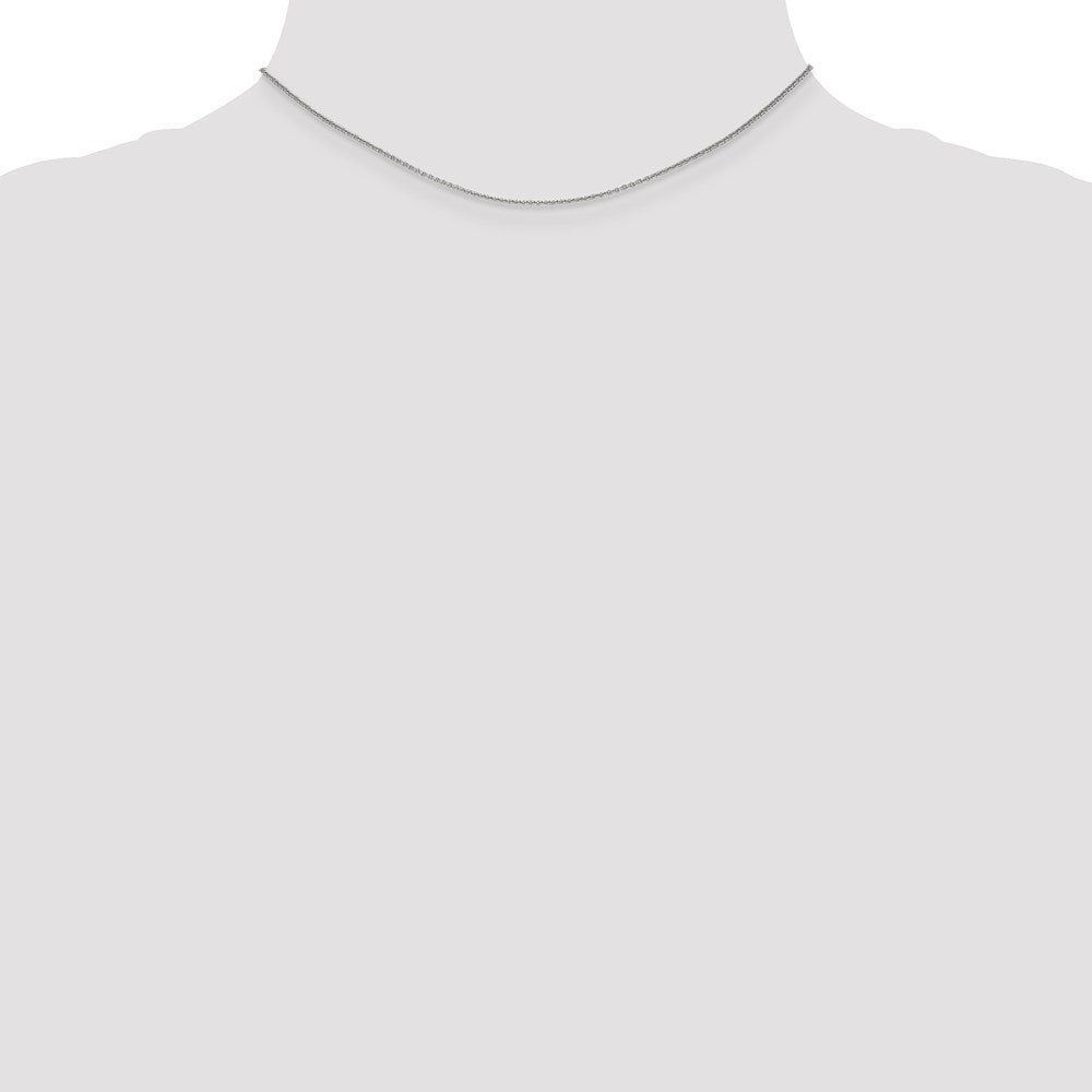 14K White Gold 14 inch 1mm Round Open Link Cable with Lobster Clasp Chain