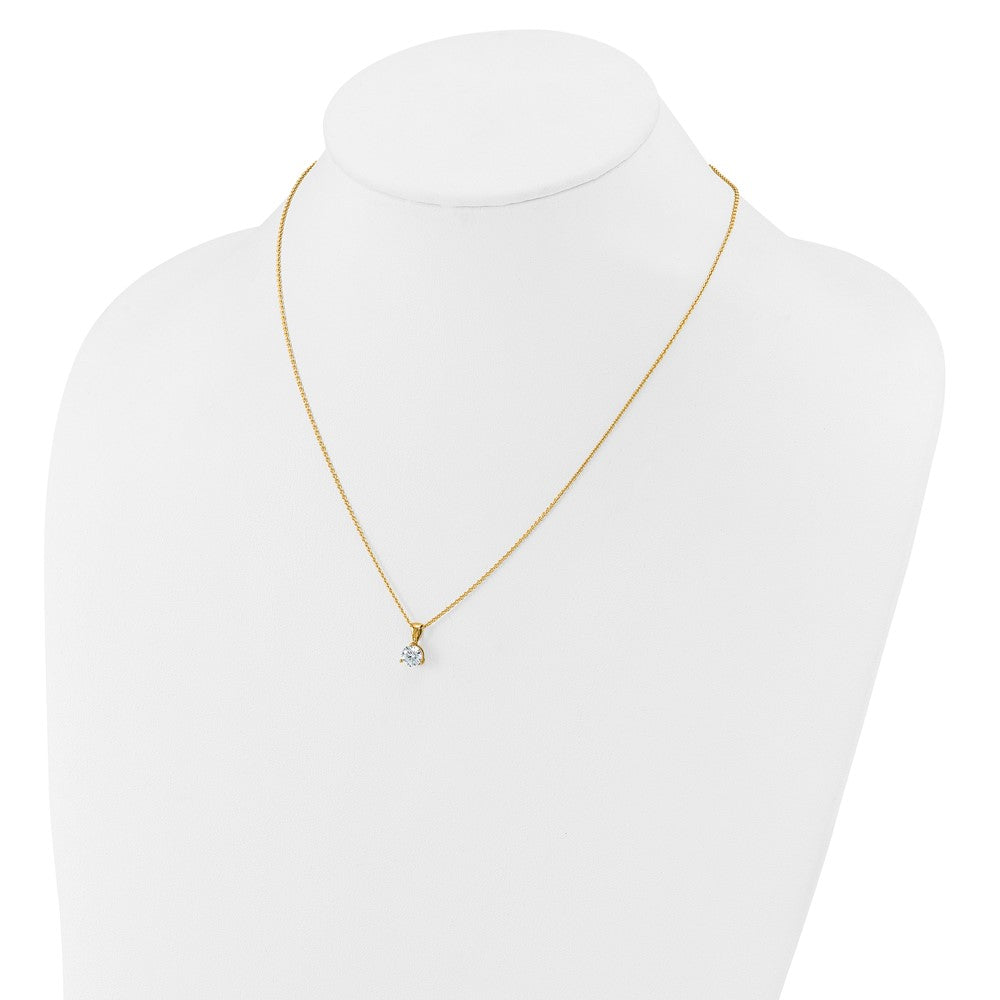 14k 1 carat Lab Grown Diamond VS/SI+ G+ Three Prong 18 inch Solitare Pendant Necklace