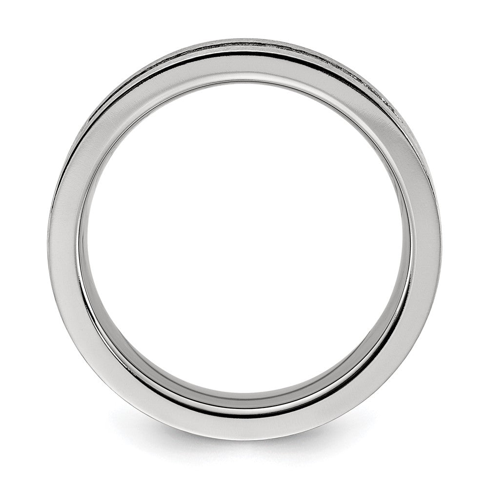 Titanium Brushed with CZ Flat 7.00mm Band Size - 9