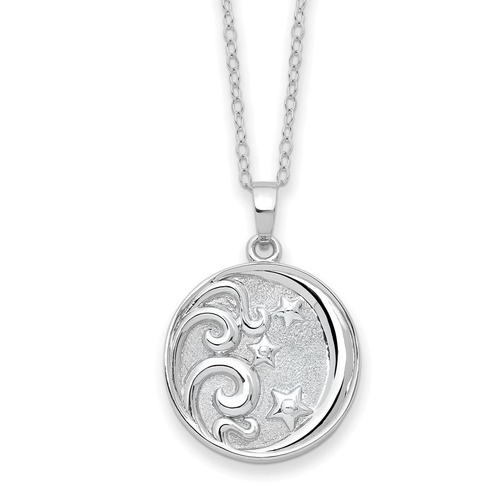 Sentimental Expressions Sterling Silver Rhodium-plated Antiqued Goodnight Ash Holder 18 Inch Necklace 18 Inches