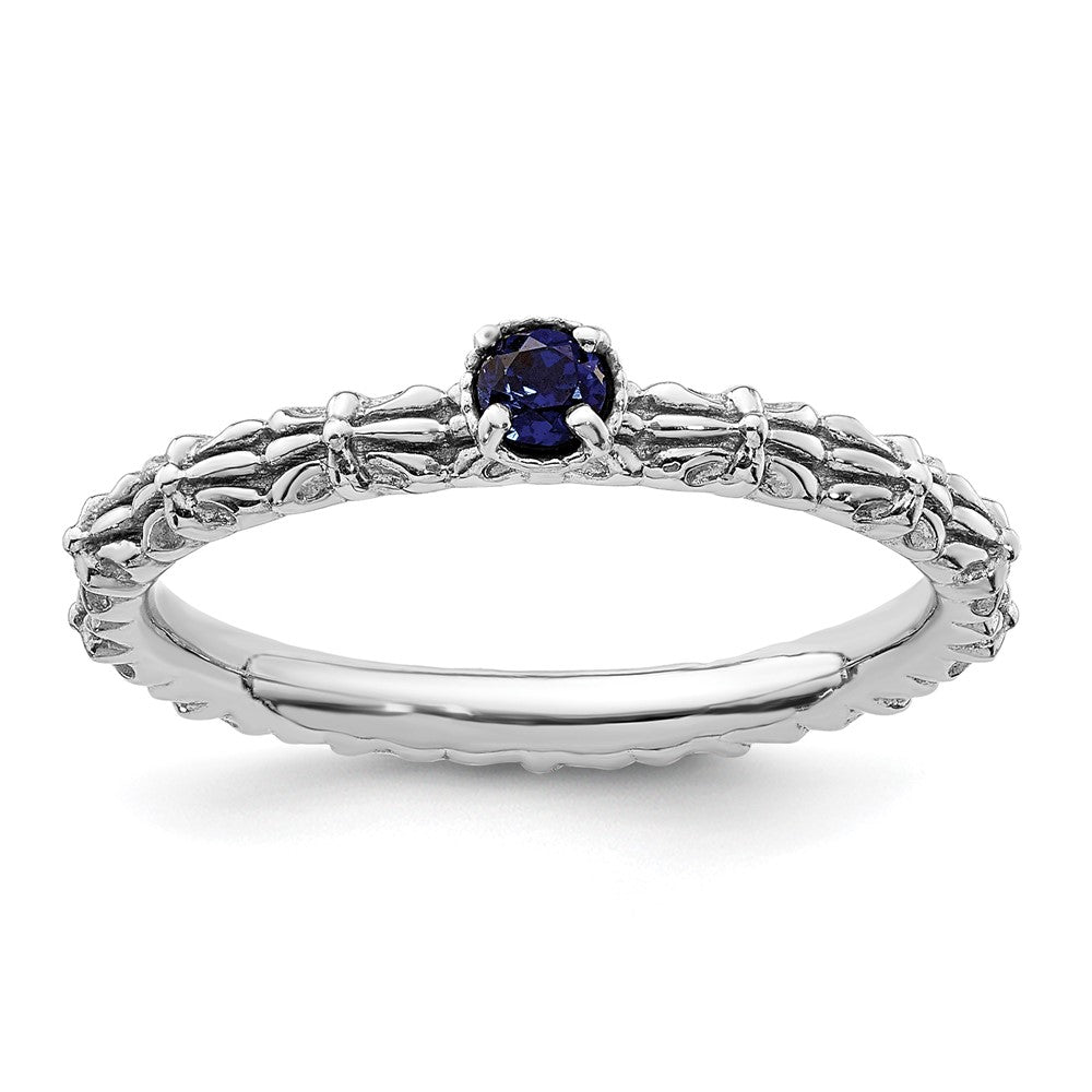 Sterling Silver Stackable Expressions Created Sapphire Single Stone Ring Size -10