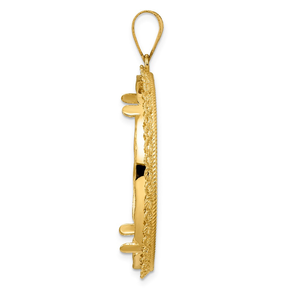 14k Diamond Cut Double Rope with 32.7mm Prong Coin Bezel Pendant