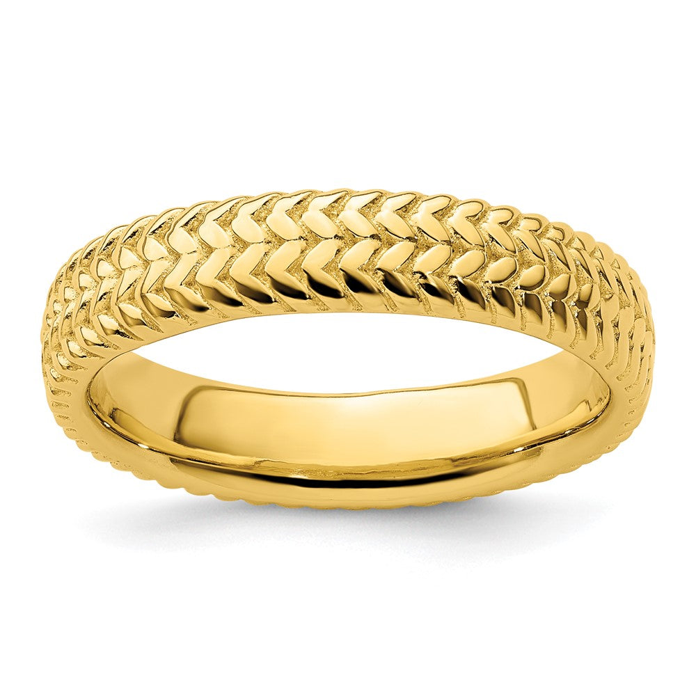 Sterling Silver Stackable Expressions Gold-plated Ring Size -6